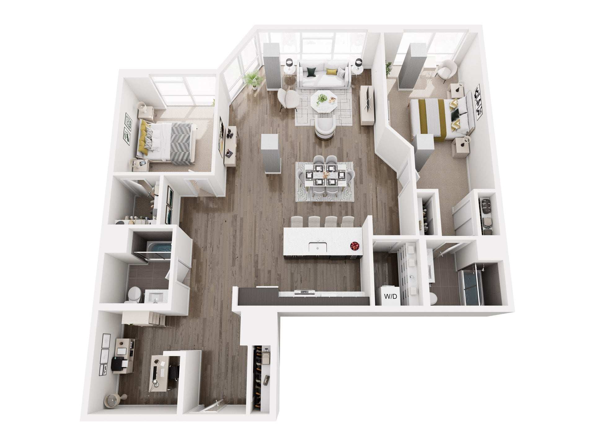 2x2 E Den PH floor plan