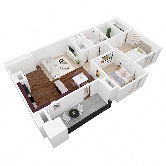 2x2 M floor plan