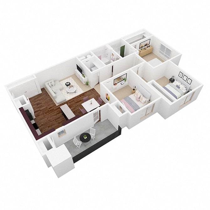 3x2 T floor plan
