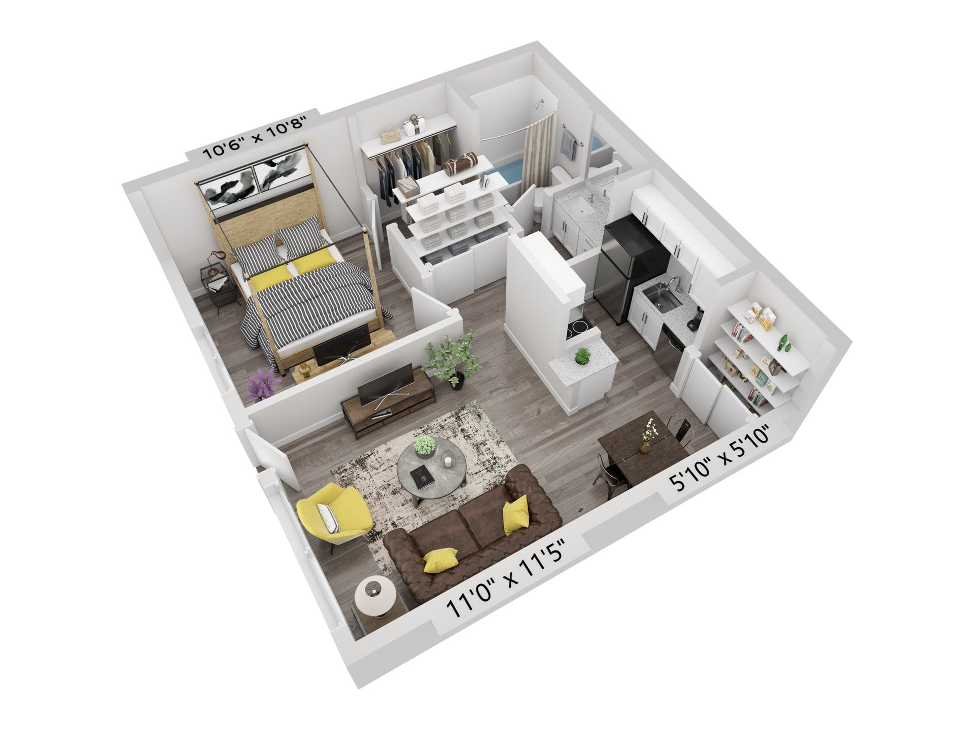 A2 | 1x1 | Medium Renovated floor plan