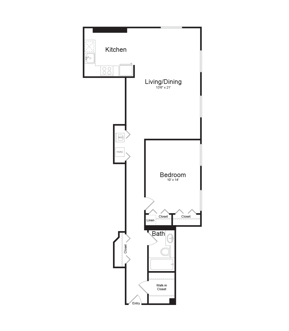 olqa10e | 1 Bed | 1 Bath floor plan