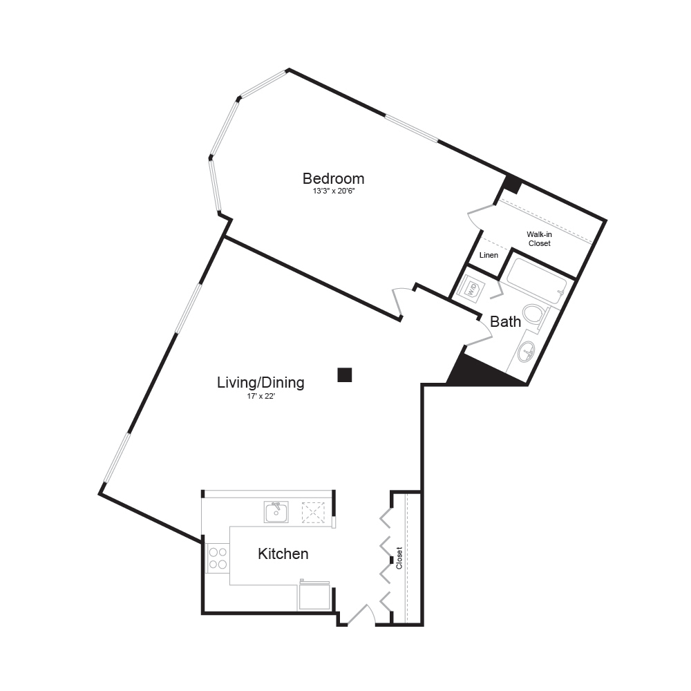 olqa10k | 1 Bed | 1 Bath floor plan