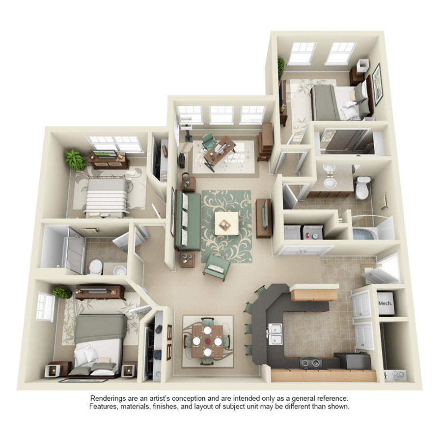 3BR floor plan