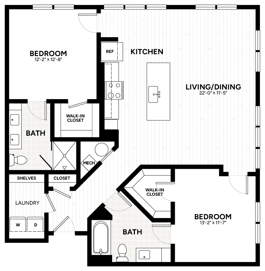 2 Bed/2 Bath-B6 floor plan