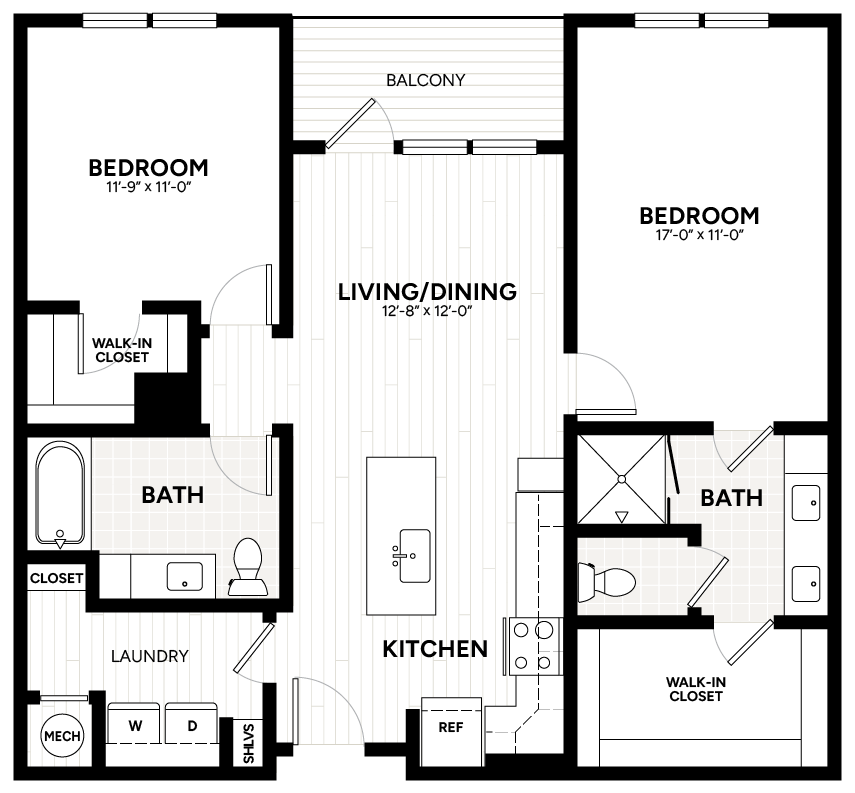 2 Bed/2 Bath-B1 floor plan