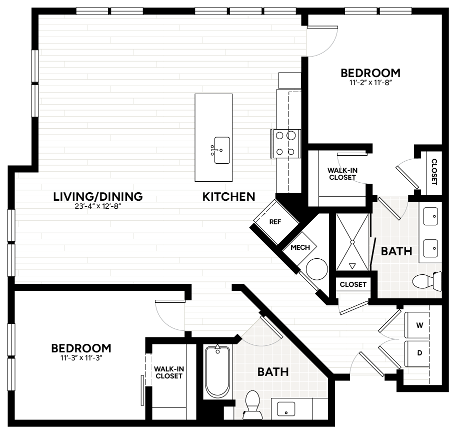 2 Bed/2 Bath-B8 floor plan