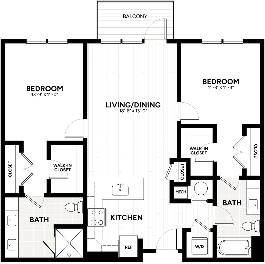 2 Bed/2 Bath-B3-1 floor plan