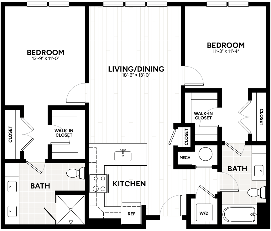 2 Bed/2 Bath-B3 floor plan