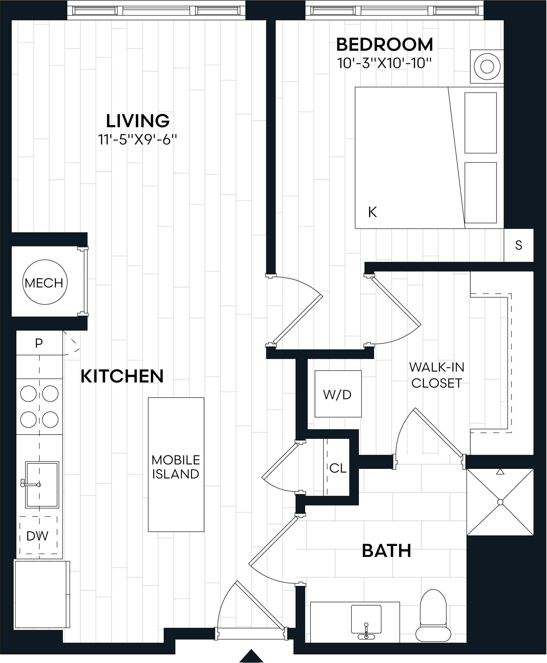 1 Bed/1 Bath-1A1 ANSI floor plan