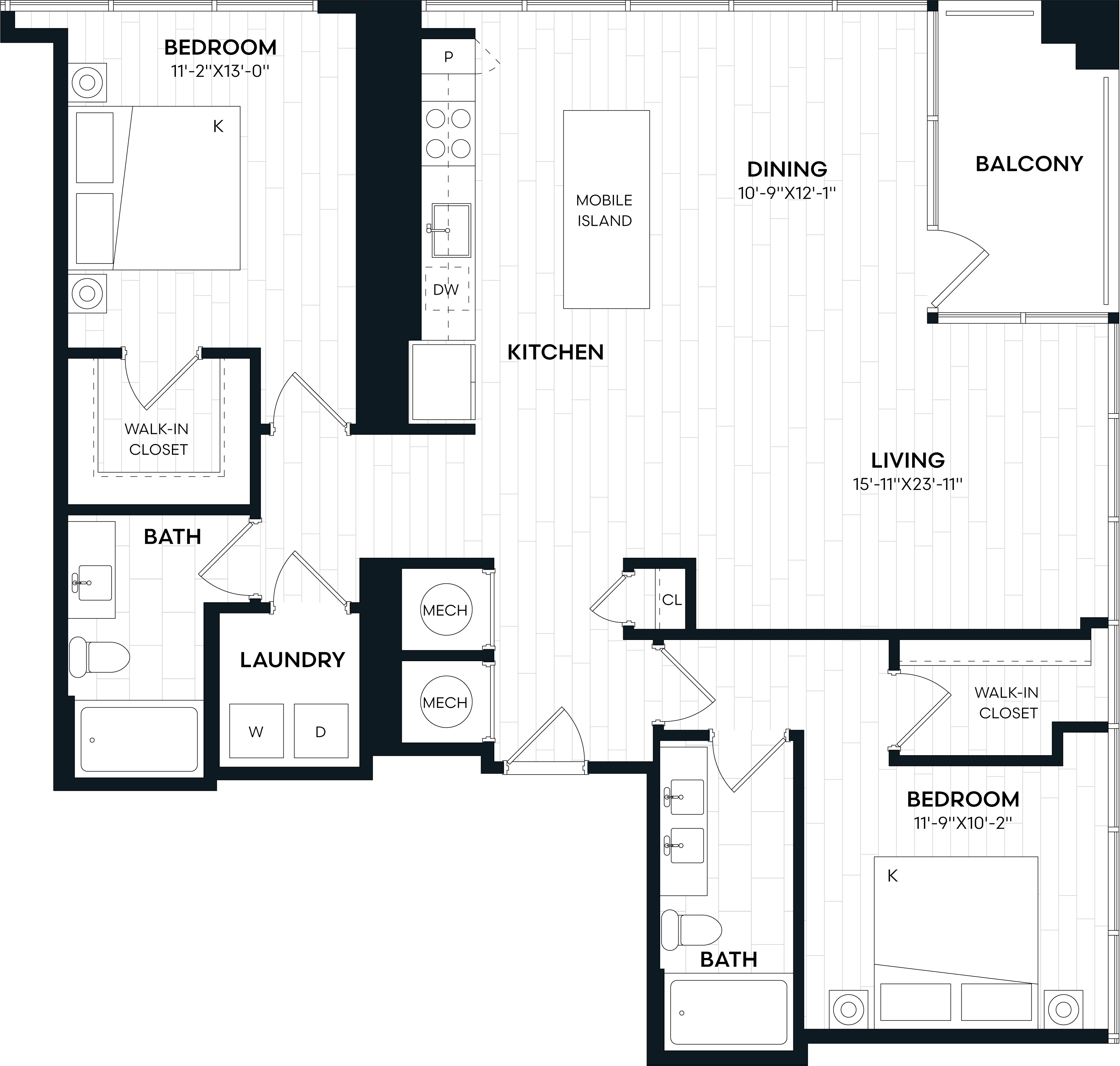 2 Bed/2 Bath-2S floor plan