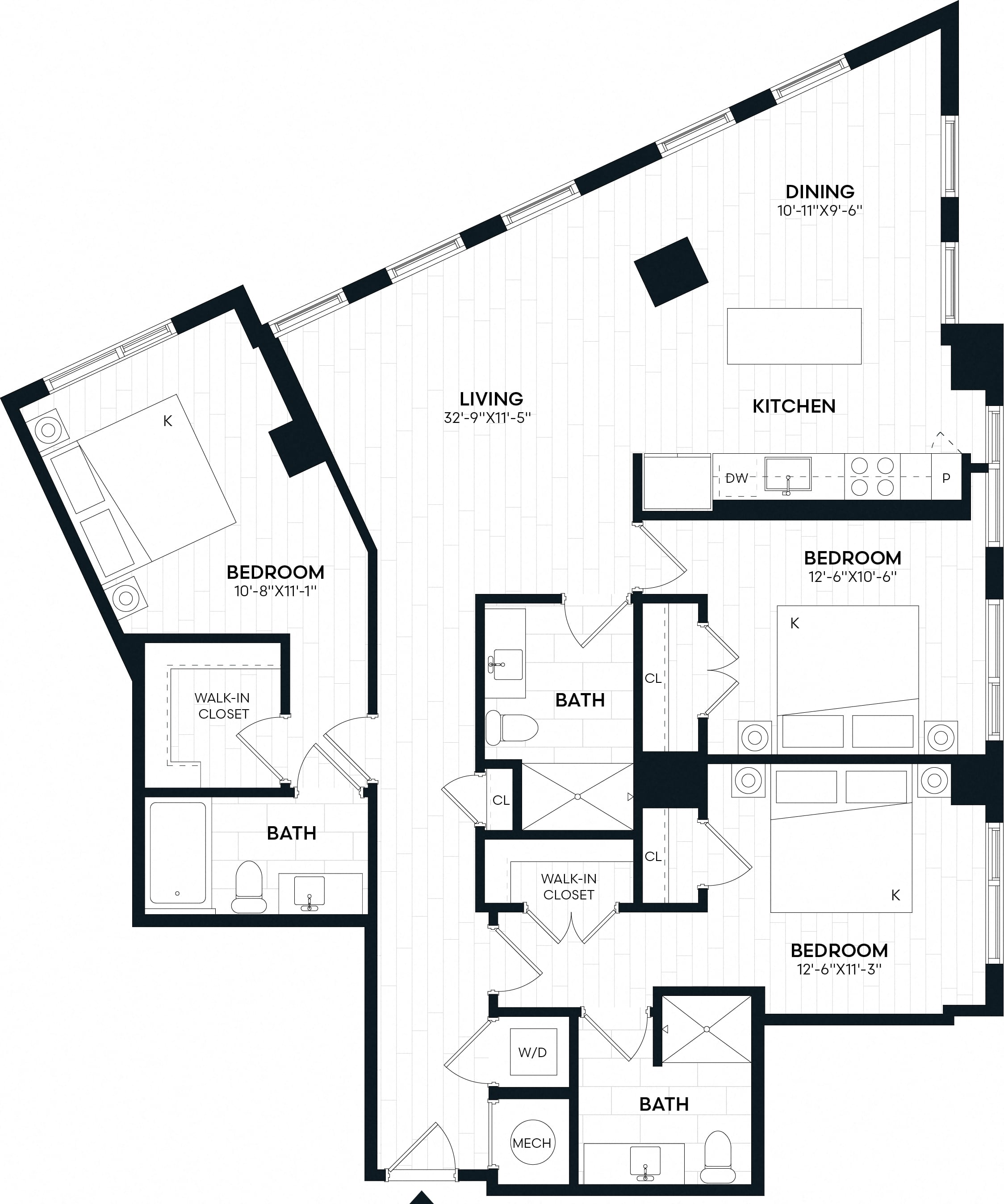 3 Bed/3 Bath-3K2 floor plan