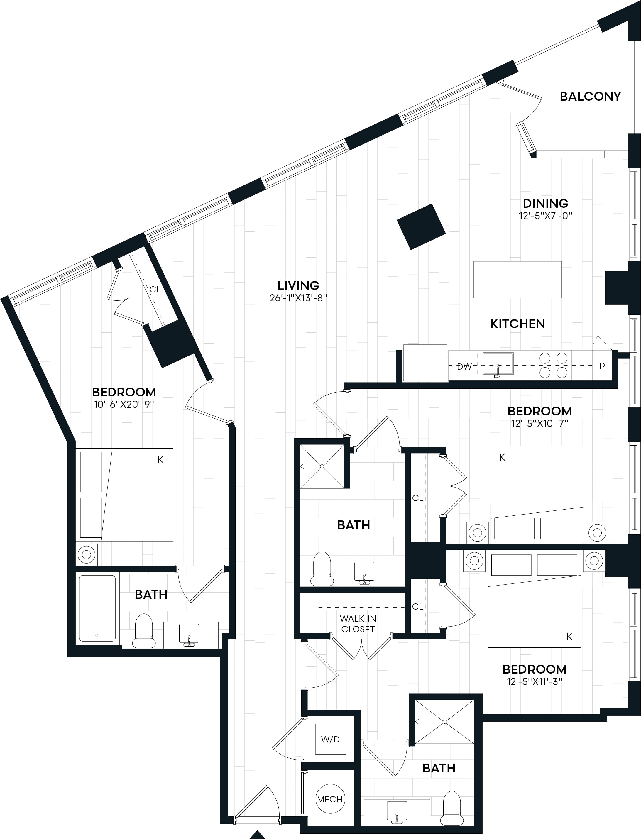 3 Bed/3 Bath-3K1 ANSI floor plan