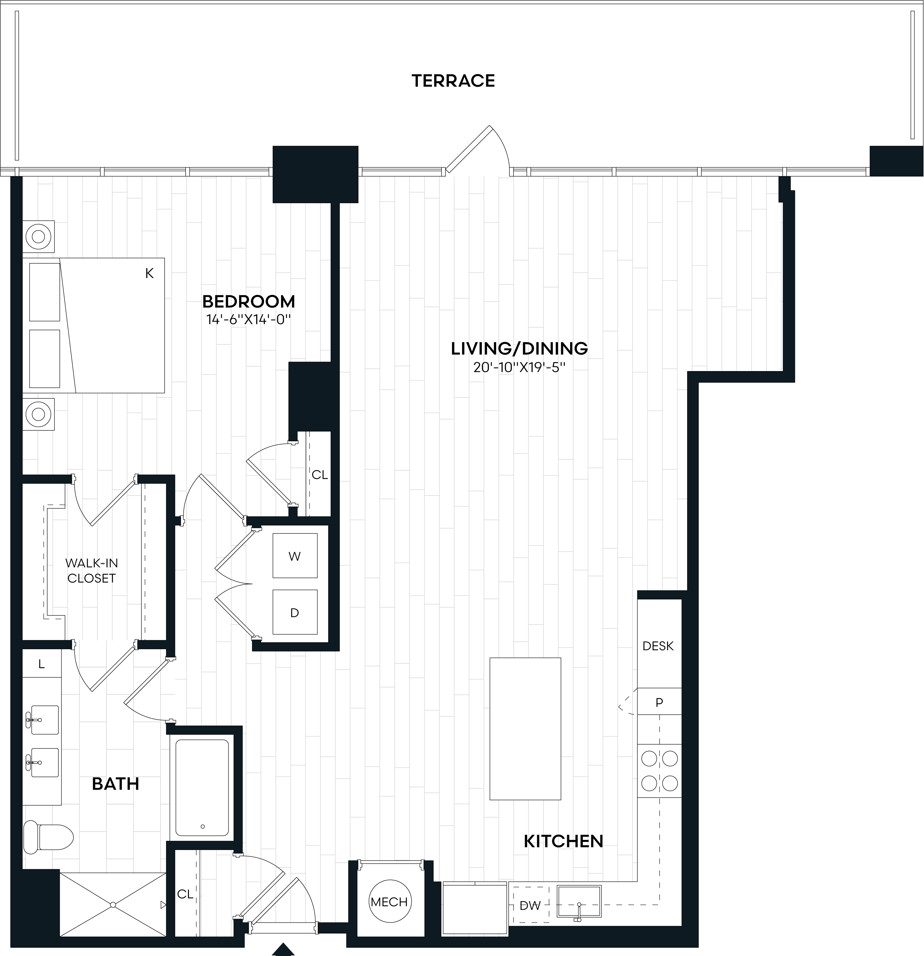 1 Bed/1 Bath-1P floor plan