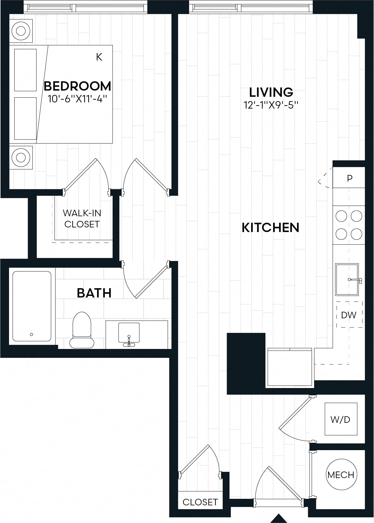 1 Bed/1 Bath-1B2 floor plan