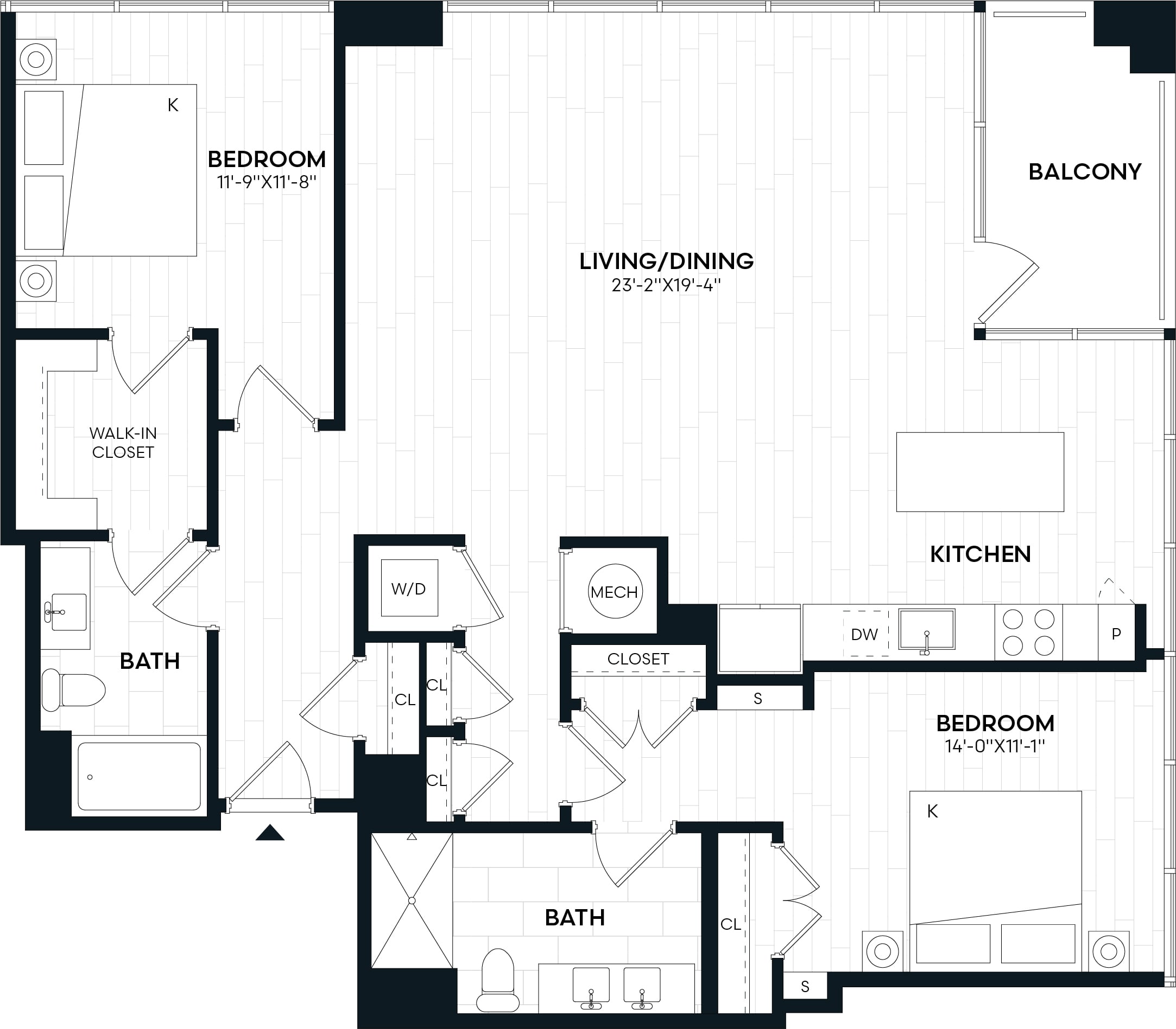 2 Bed/2 Bath-2N floor plan
