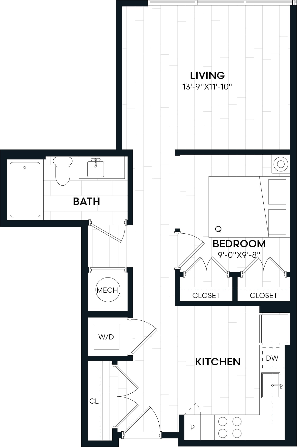 Jr 1 Bed/1 Bath-1N floor plan