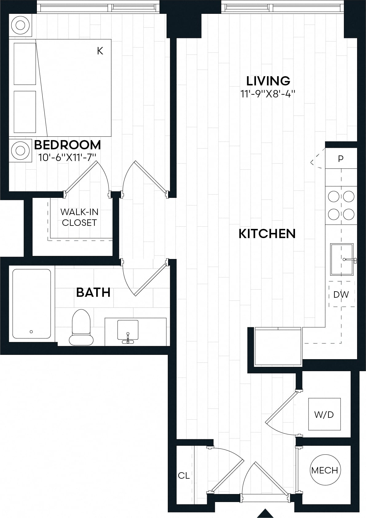 1 Bed/1 Bath-1B1 floor plan