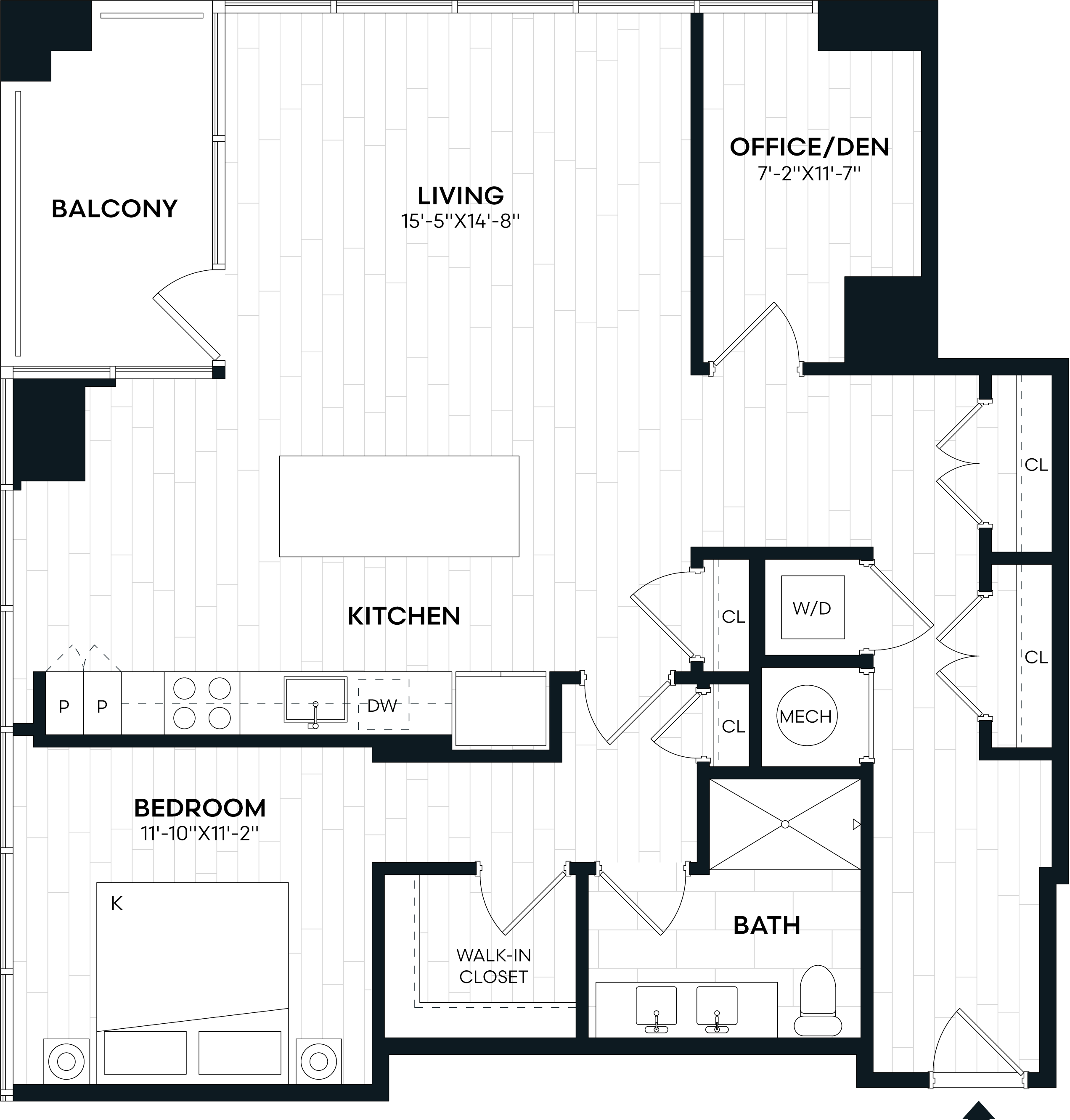 1 Bed/1 Bath Den-1R floor plan