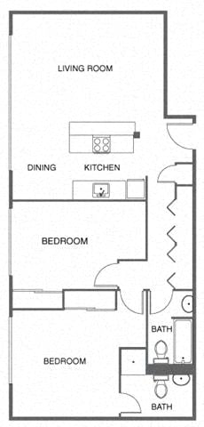 2 Bed, 2 Bath A floor plan