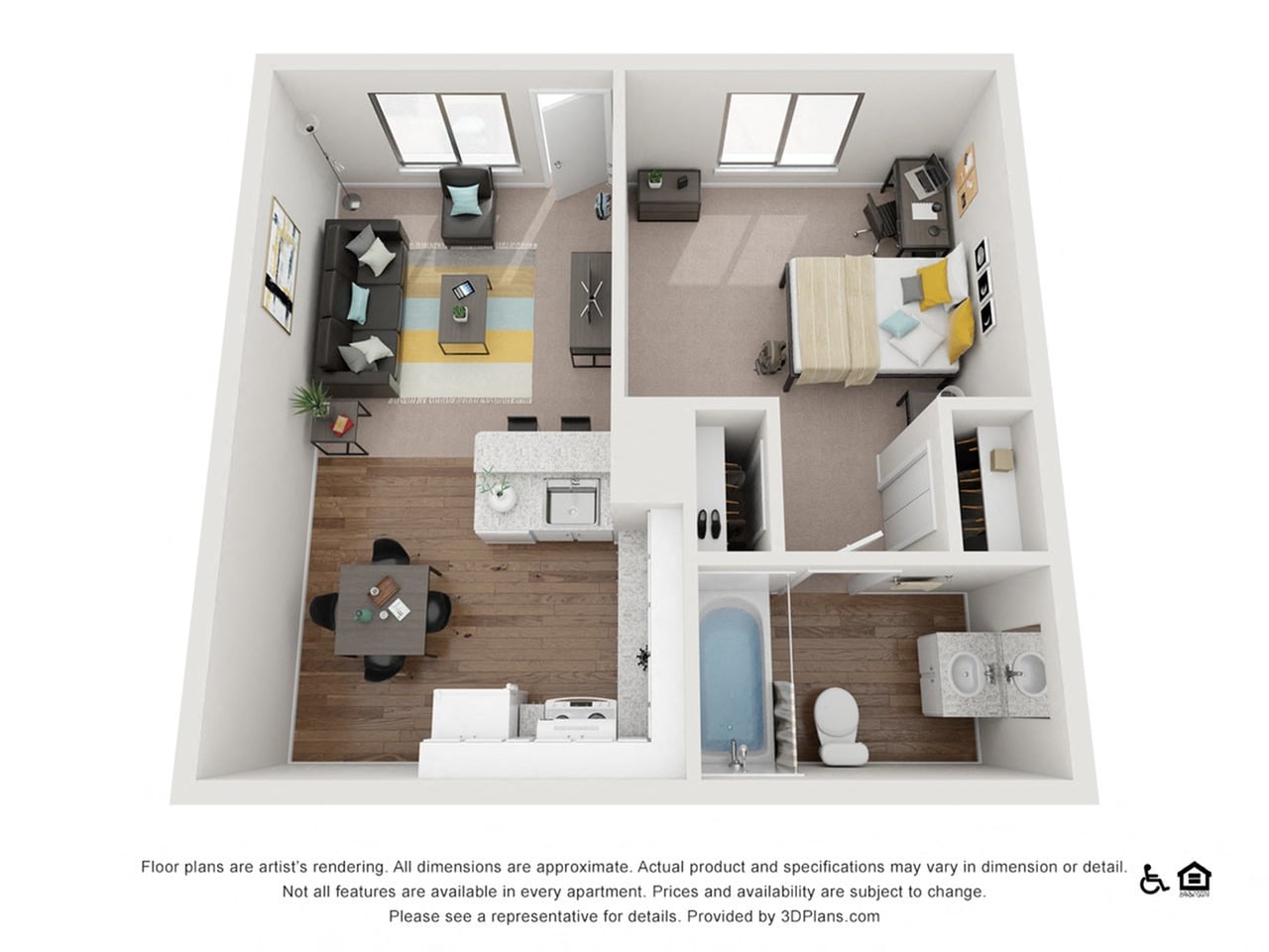 1x1B floor plan
