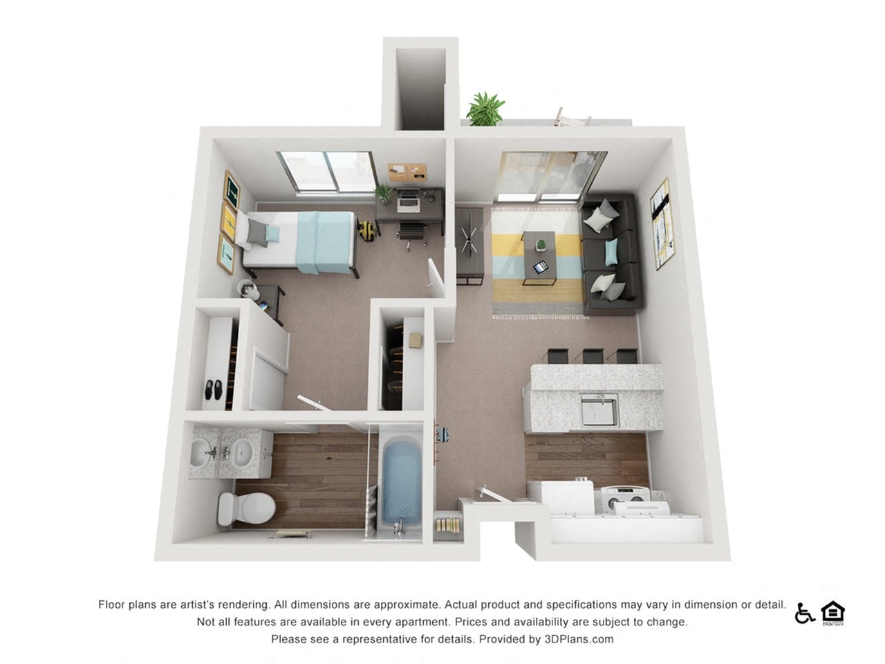 1x1Tower floor plan