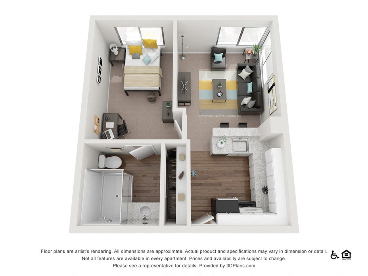 1x1A floor plan