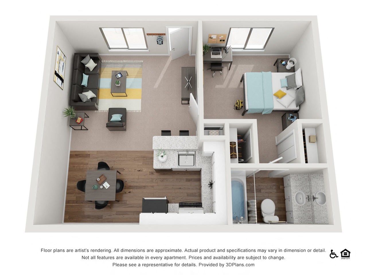 1x1D floor plan