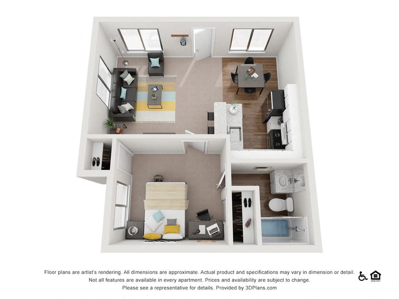 1x1C floor plan
