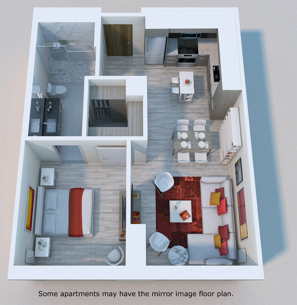 1 Bed, 1 Bath floor plan
