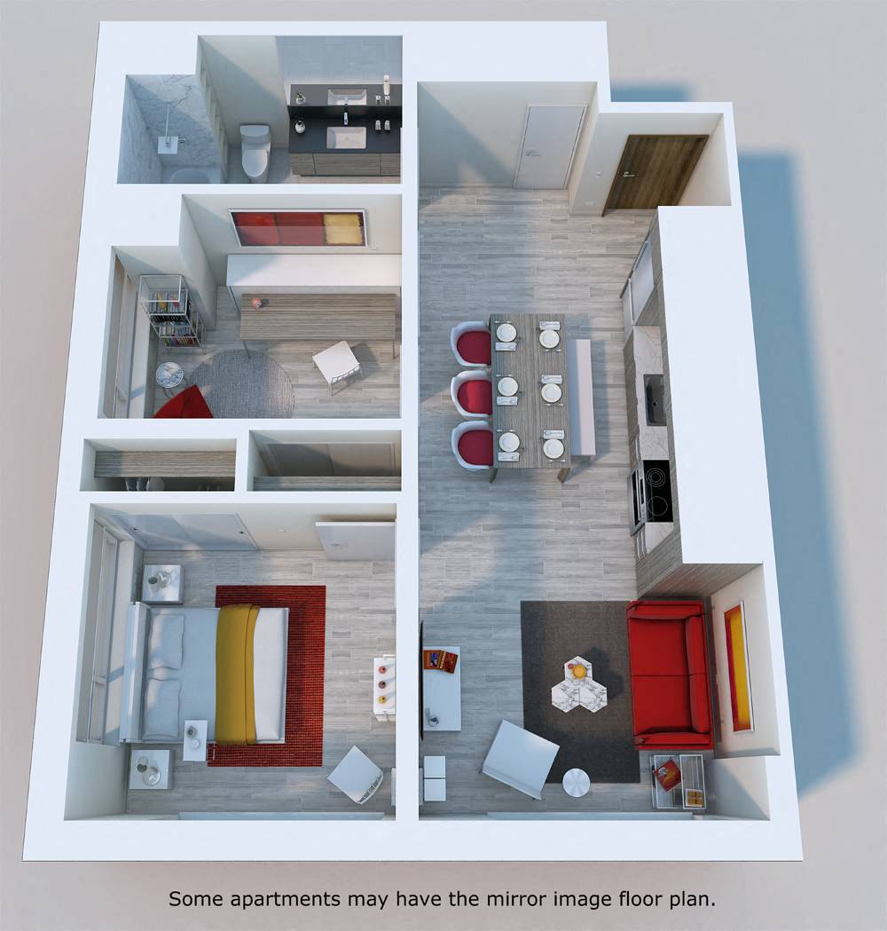 2 Bed, 1 Bath floor plan