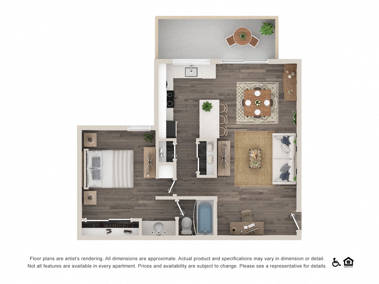 1 Bed 1 Bath floor plan