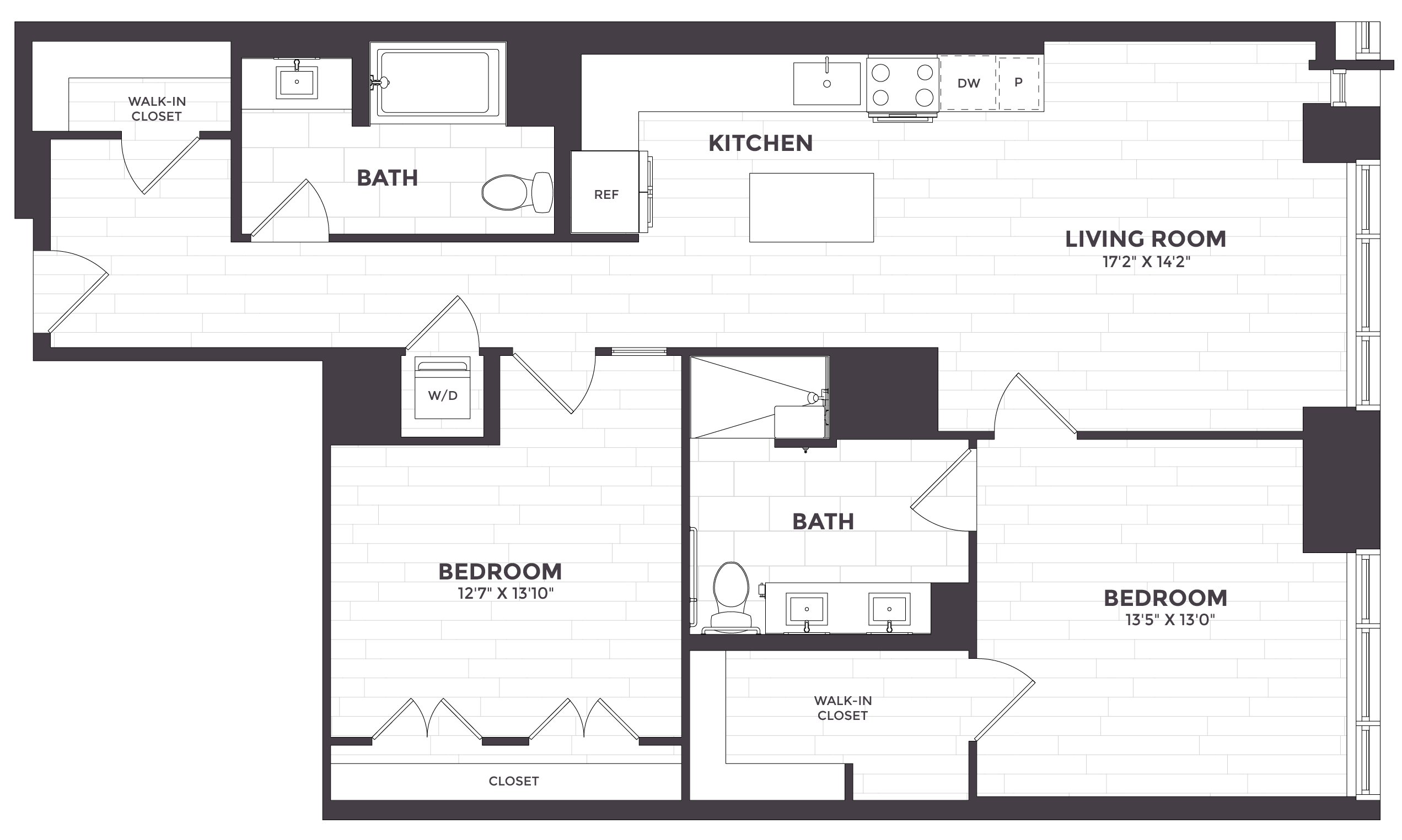 2 Bed/2 Bath ANSI- 02B floor plan