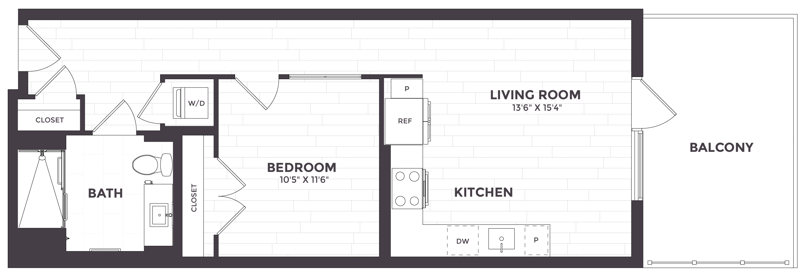 1 Bed/1 Bath- 01B floor plan