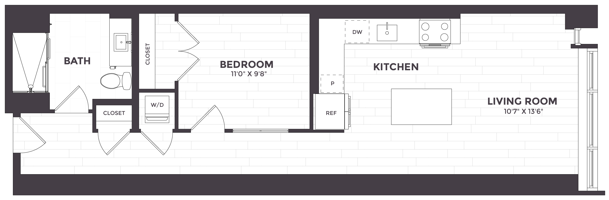 1 Bed/1 Bath- 03A floor plan