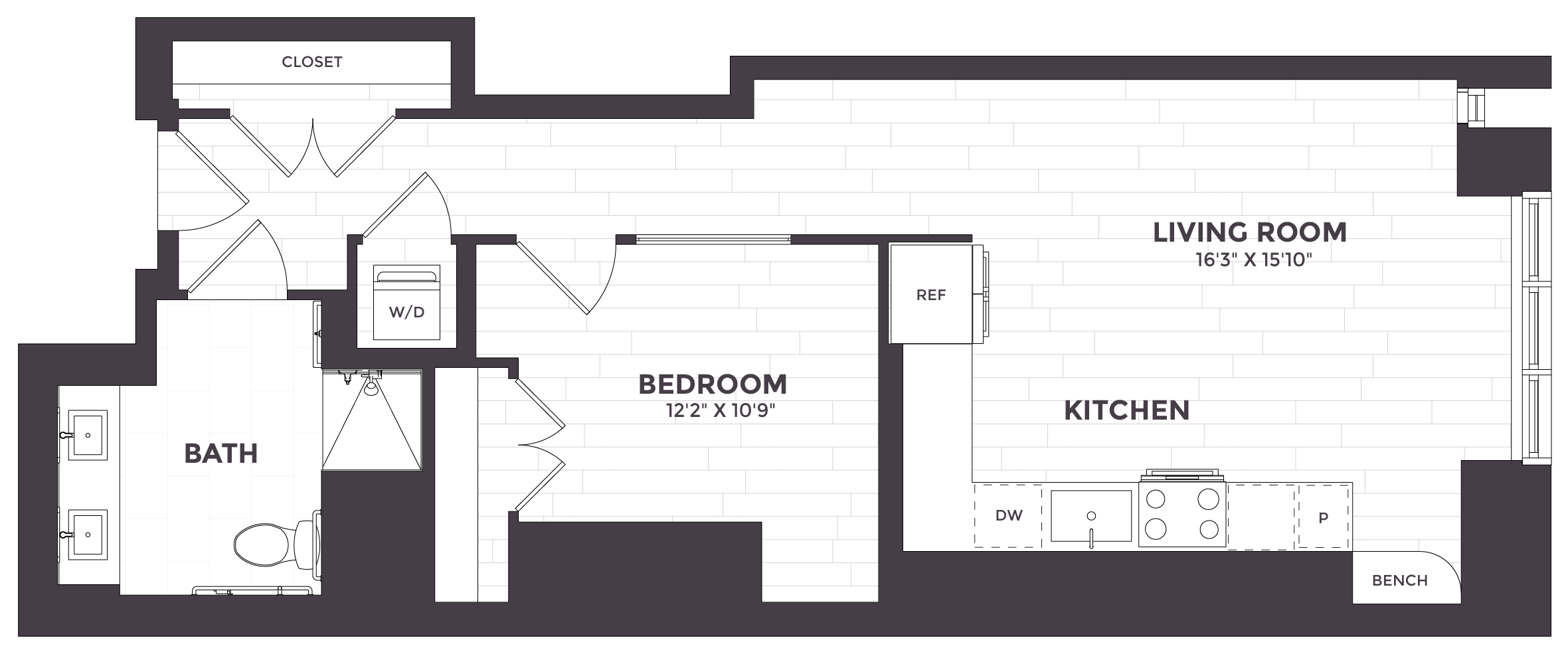 1 Bed/1 Bath ANSI-02 floor plan