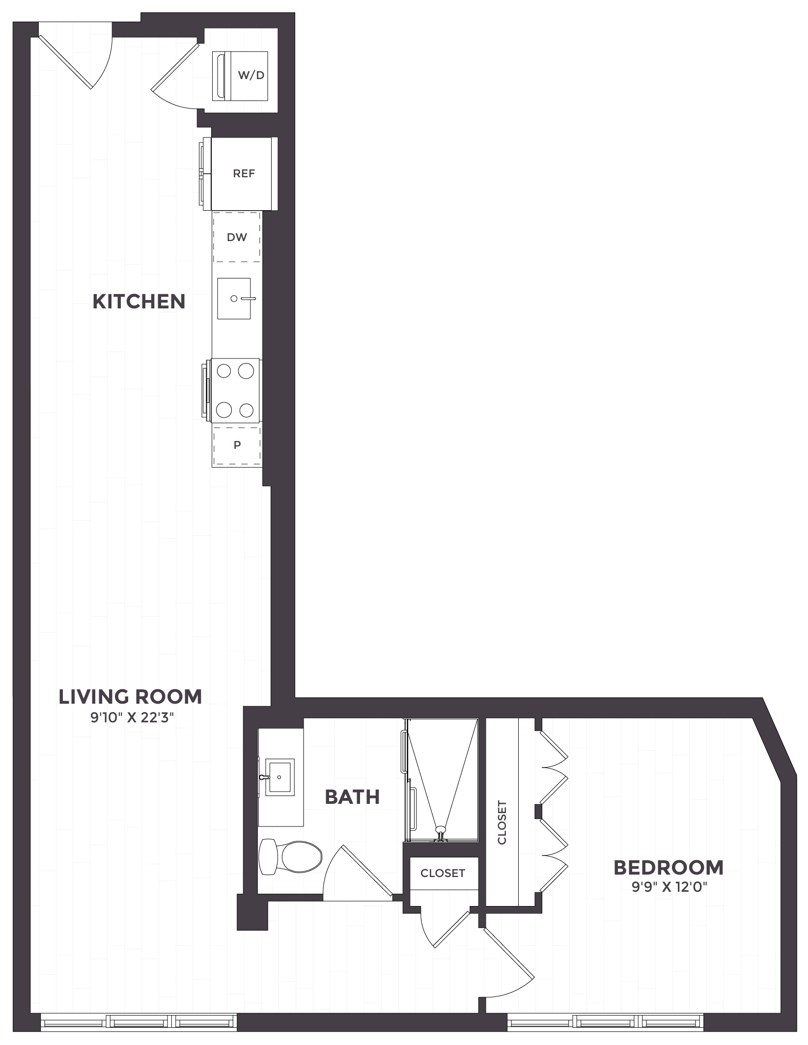 1 Bed/1 Bath- 06A floor plan