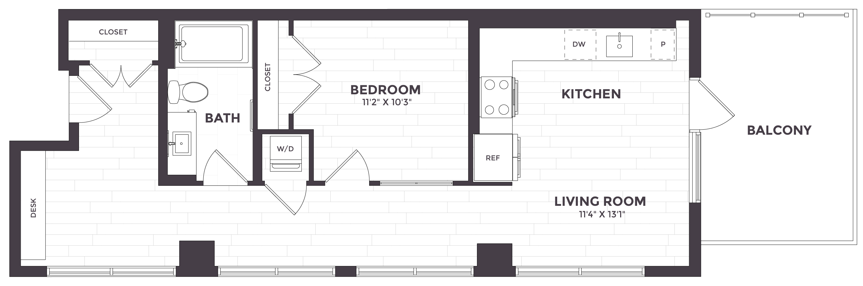 1 Bed/1 Bath- 01A floor plan