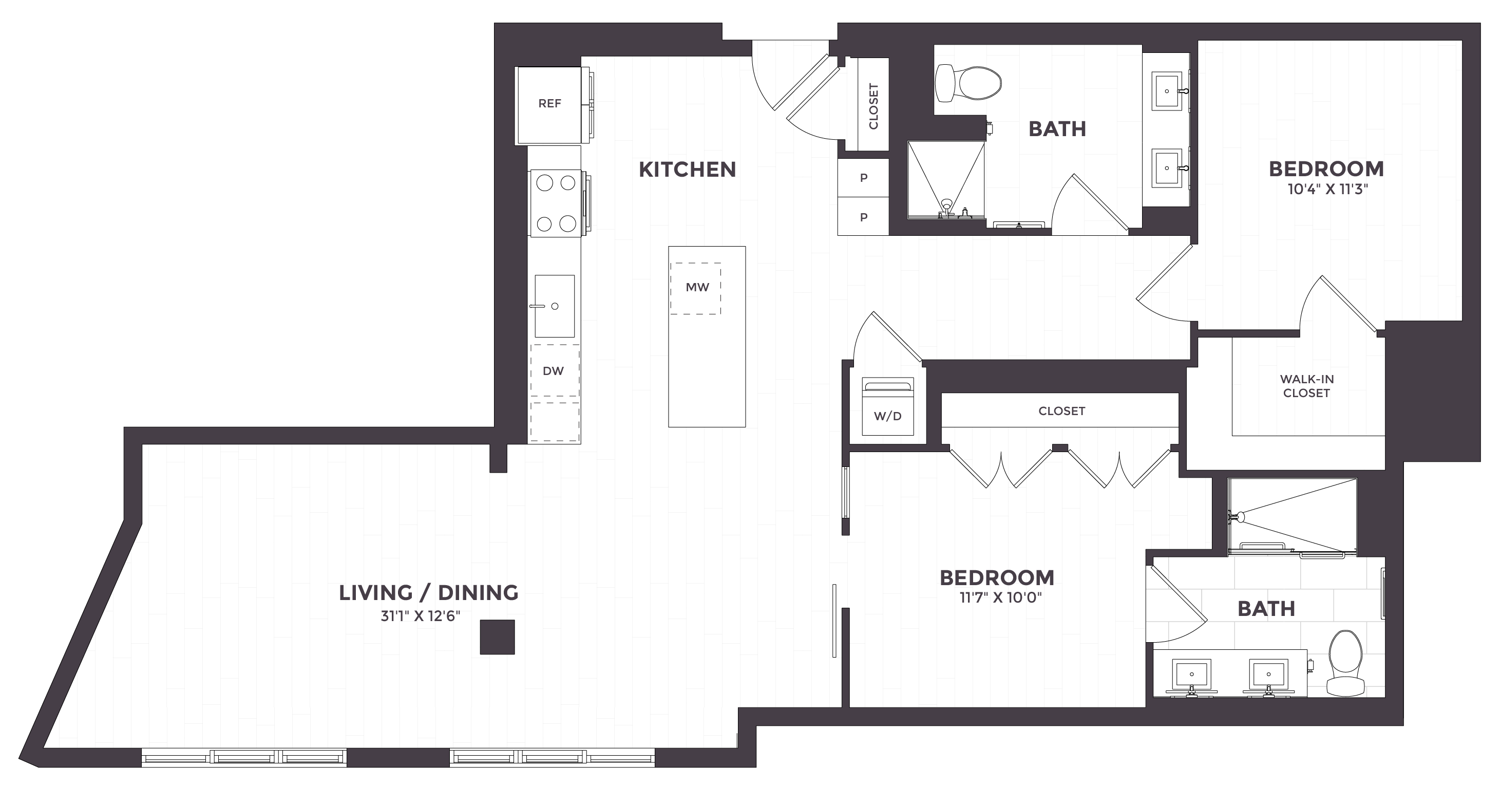 2 Bed/2 Bath JR ANSI-02 floor plan