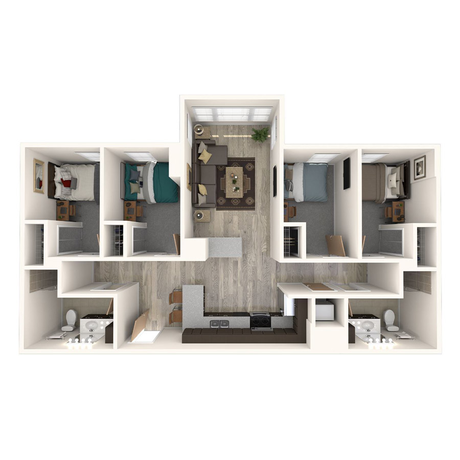 4X2B floor plan