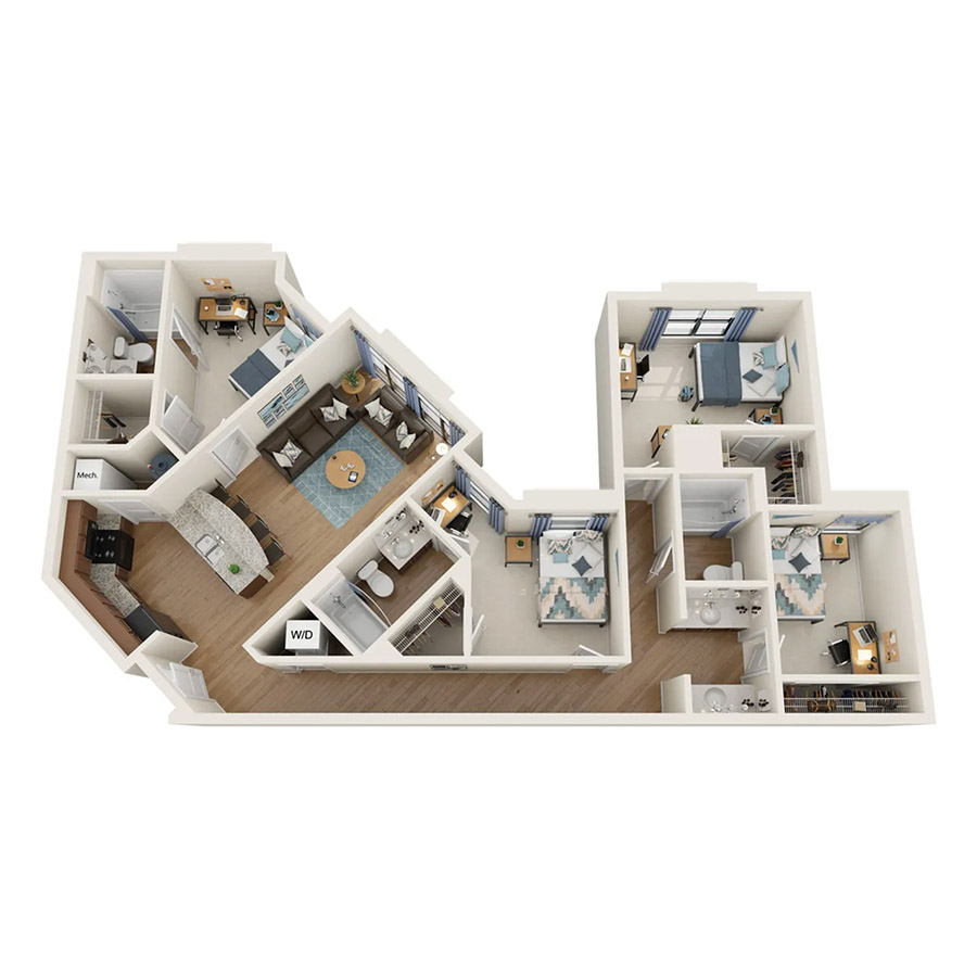 4 Bedroom - 3 Bath (4A) floor plan