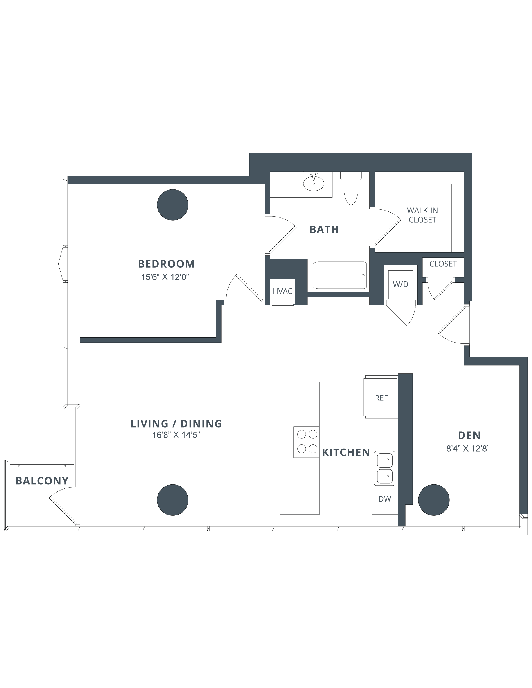 1 Bed/1 Bath Den-A8D floor plan