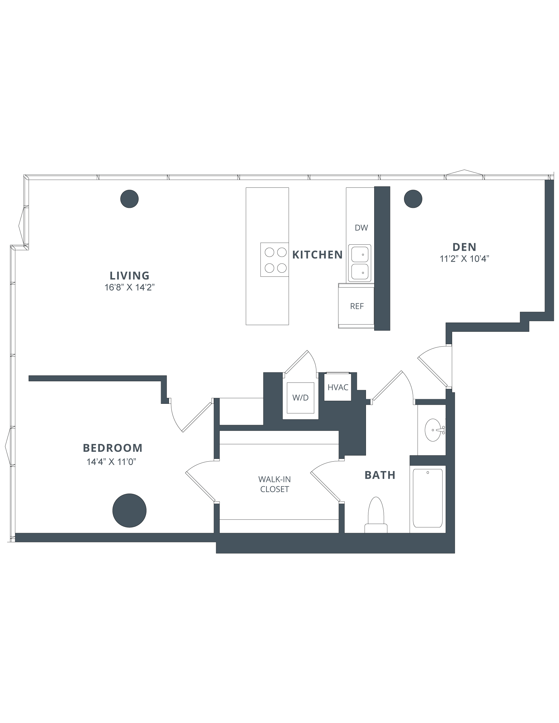 1 Bed/1 Bath Den-A7D floor plan
