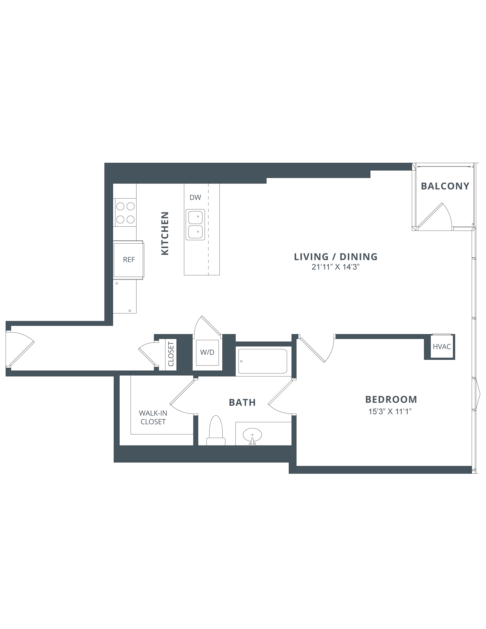 1 Bed/1 Bath-A2 floor plan