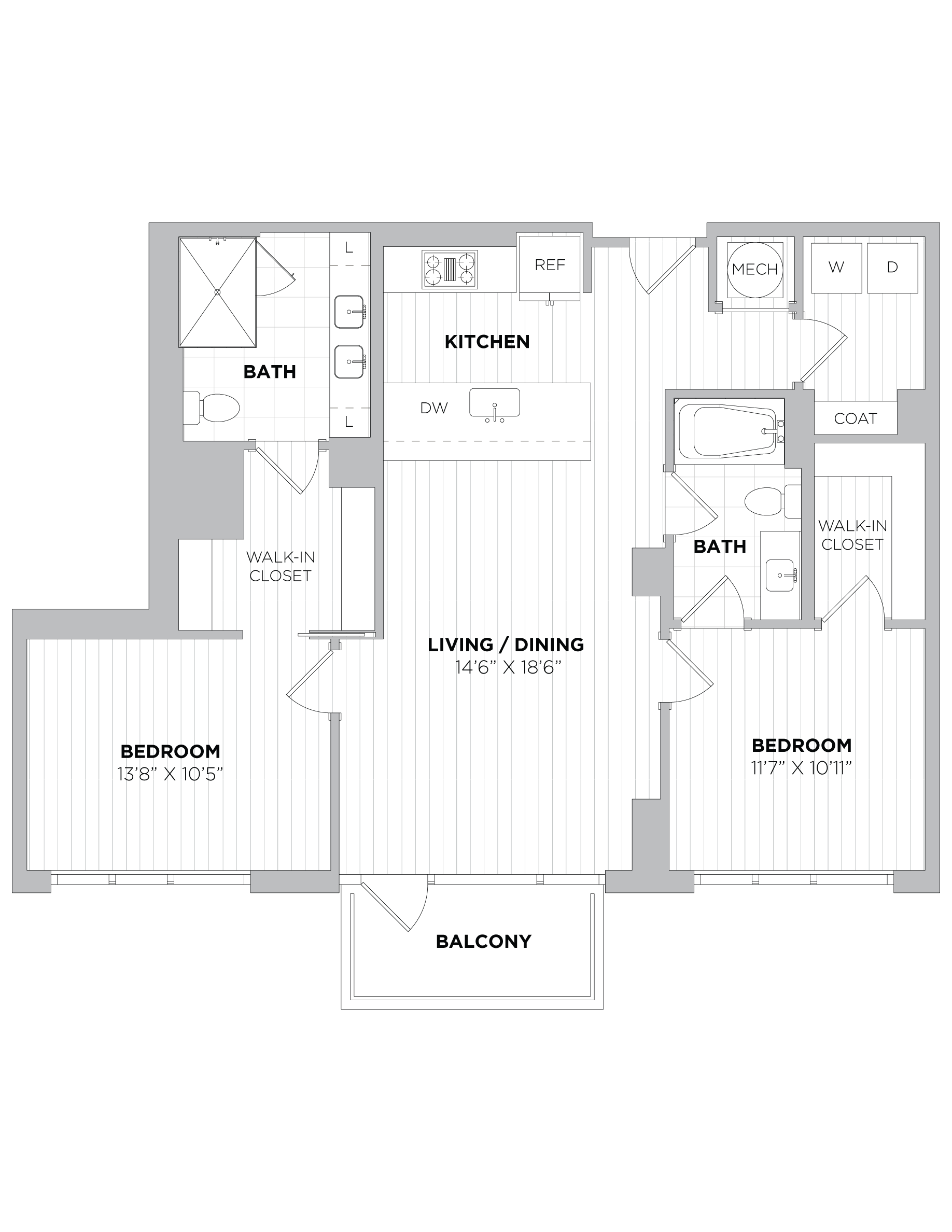 2 Bed/2 Bath-2F floor plan