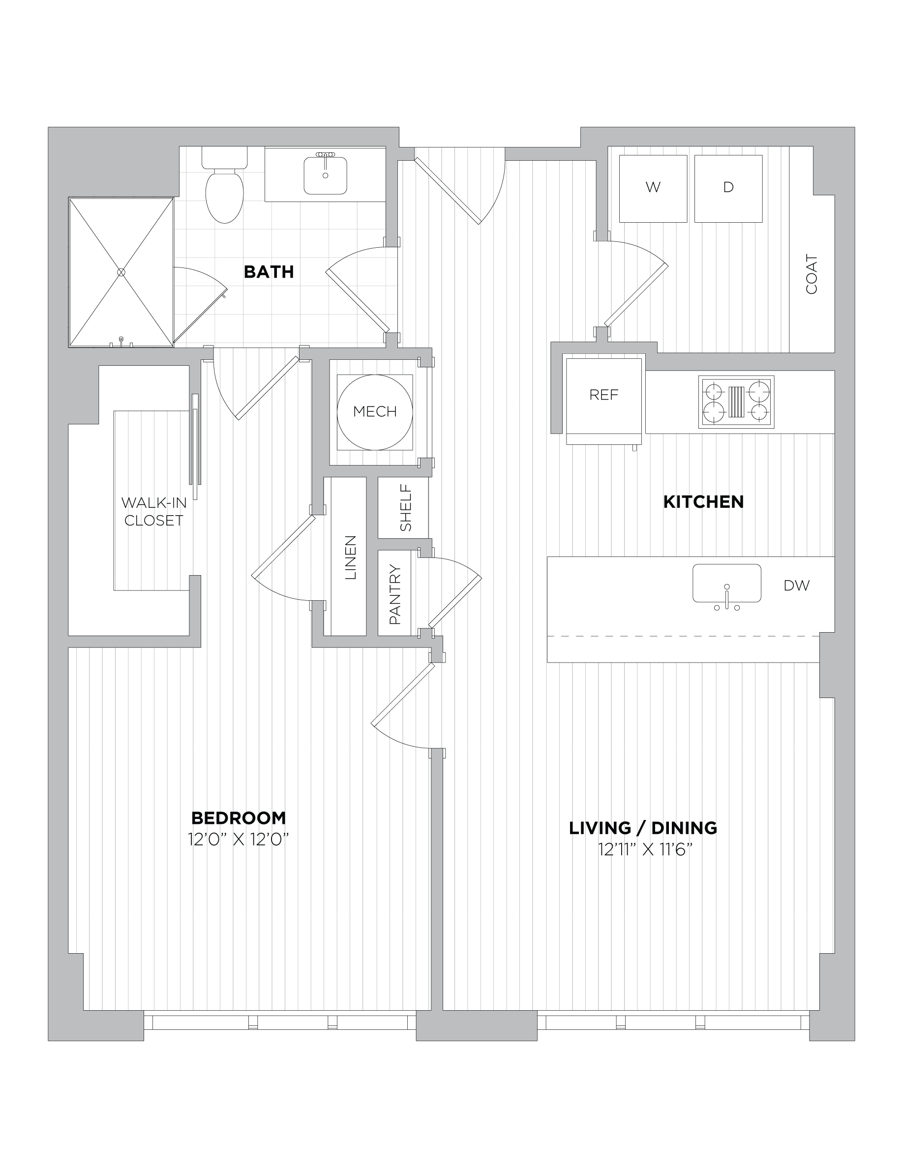 1 Bed/1 Bath-1B floor plan