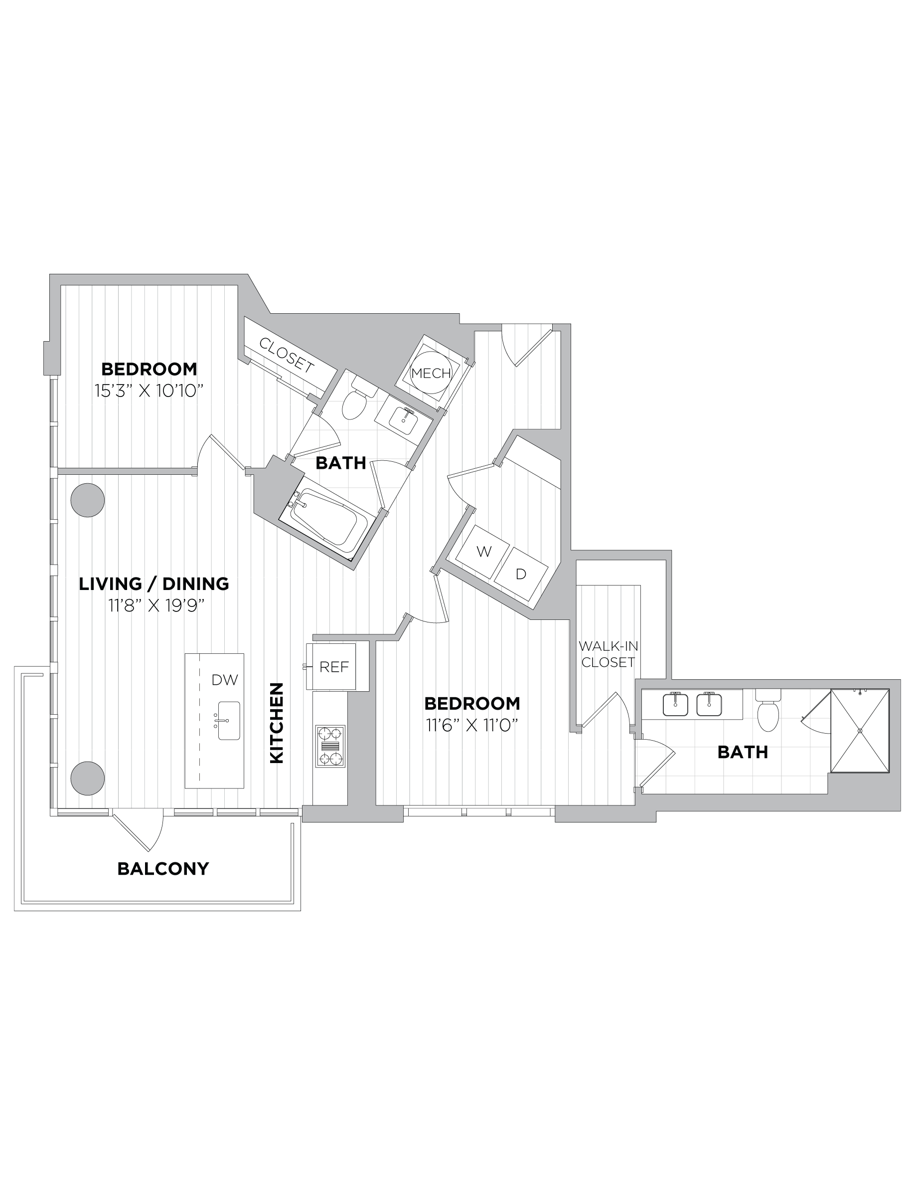 2 Bed/2 Bath-2C floor plan