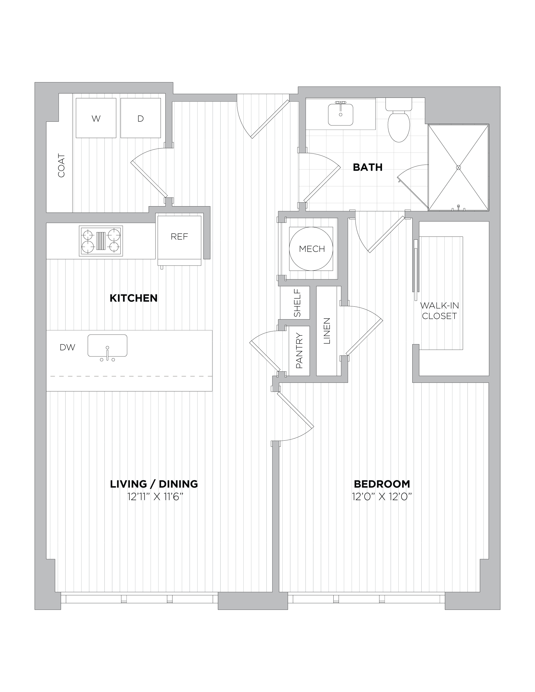 1 Bed/1 Bath-1B.3 floor plan