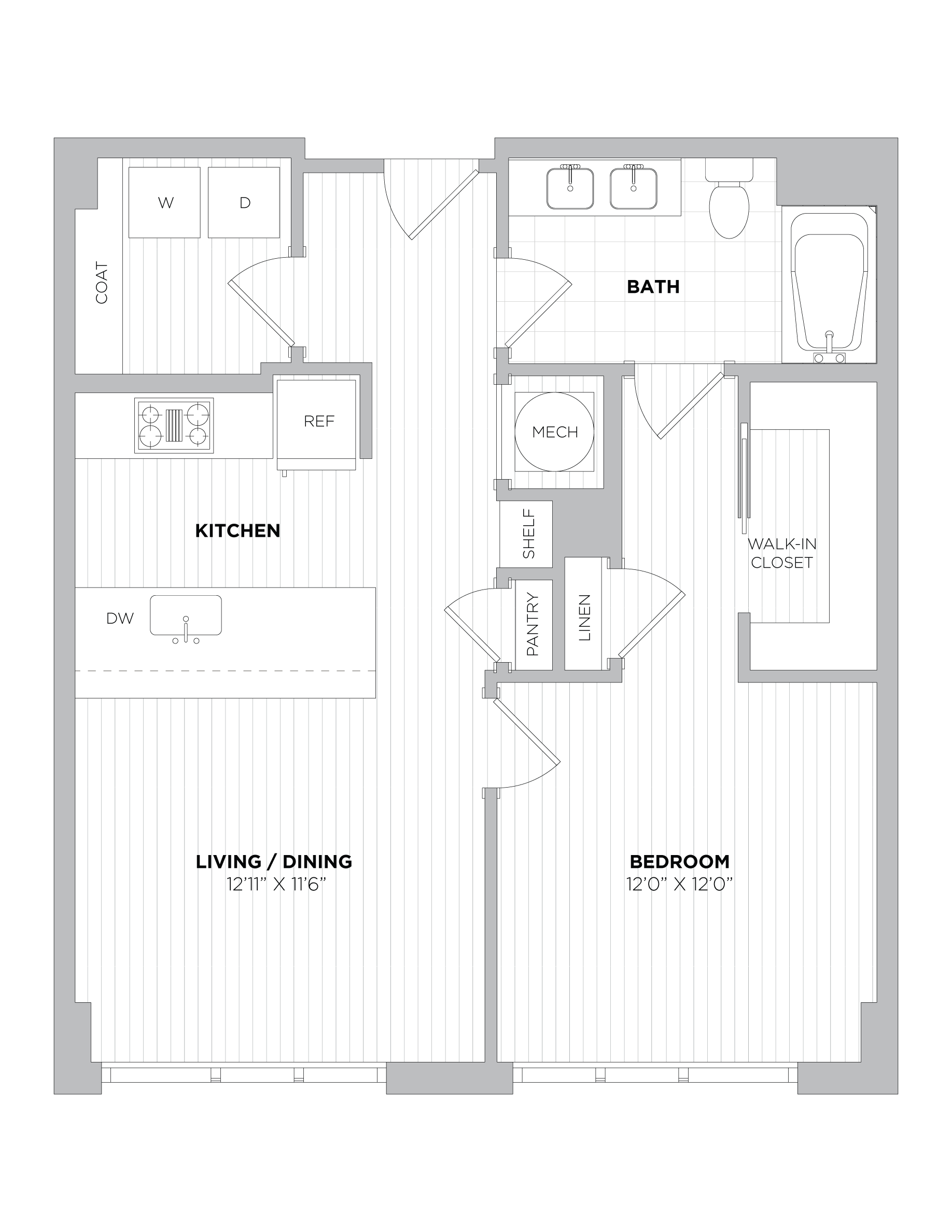 1 Bed/1 Bath-1B.1 floor plan