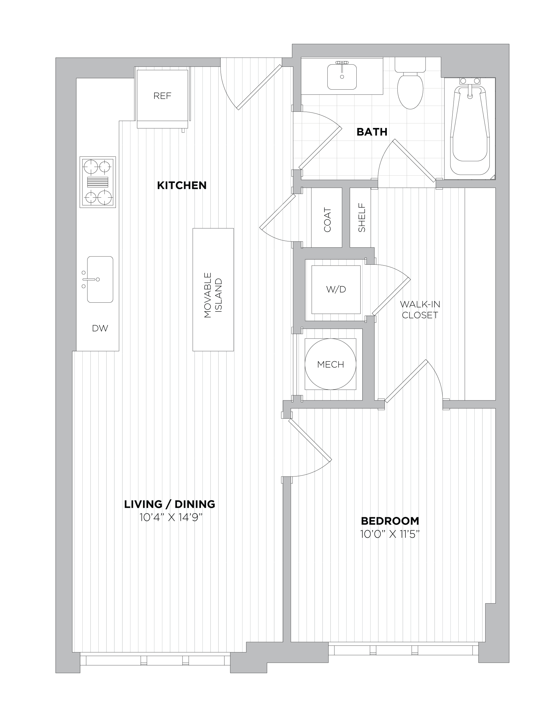 1 Bed/1 Bath-1A floor plan