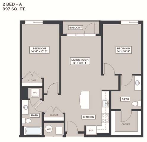 2 Bed - A floor plan
